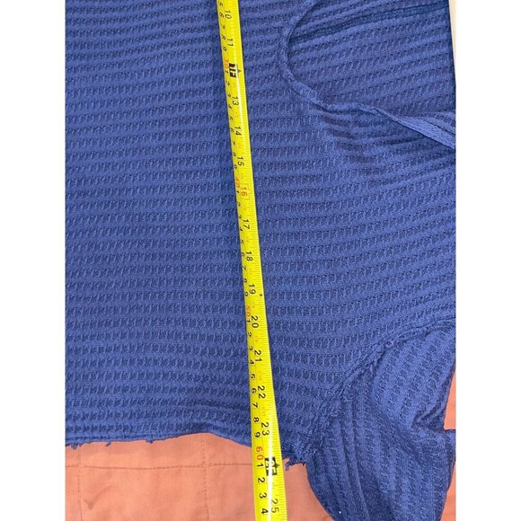 NWT Free People Raymond Thermal Waffle Knit Oversized Pullover Size XS  Blue Blu - Picture 10 of 11